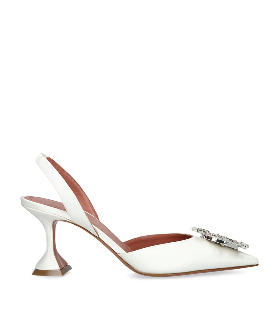 Satin Begum Slingback Pumps 70 WHITE