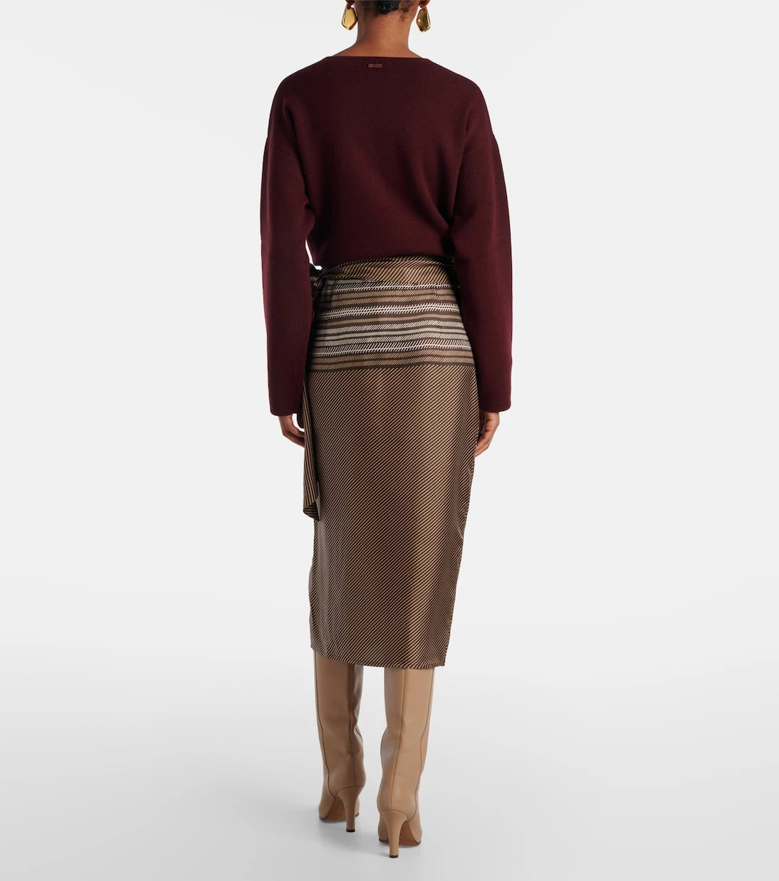 Max Mara - Edro striped silk wrap skirt