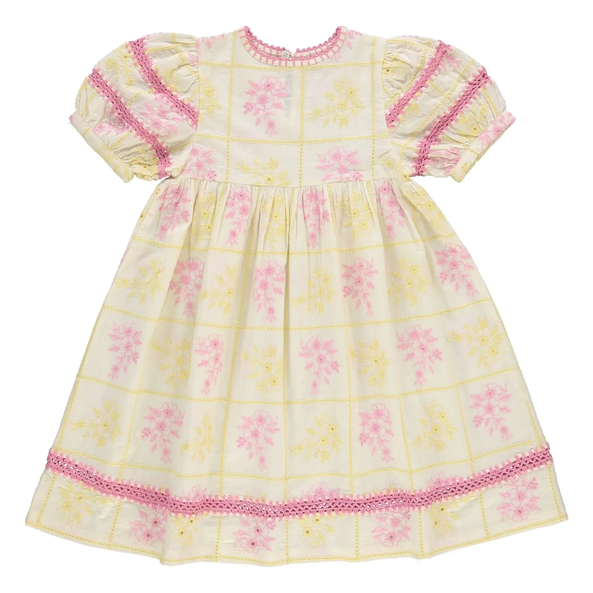Bebe Organic - Alba Embroidered Apron Dress | Yellow