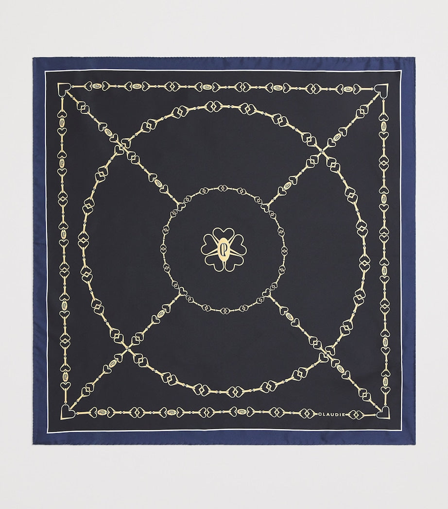 Blue Silk Printed Scarf