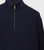 Navy Cashmere-Blend Quarter-Zip Slim Sweater