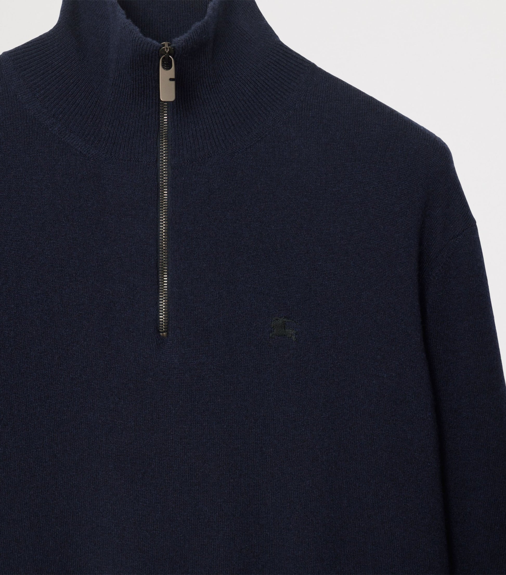 Navy Cashmere-Blend Quarter-Zip Slim Sweater