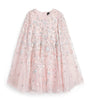 Needle & Thread Pink Embroidered Floral Dahlia Cape Dress (3-12 Years)