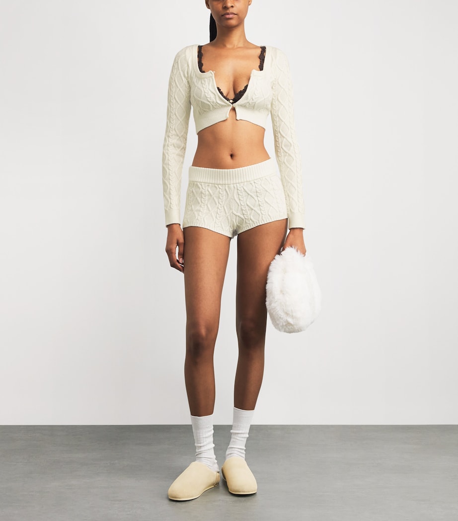 Ivory Cable-Knit Shorts