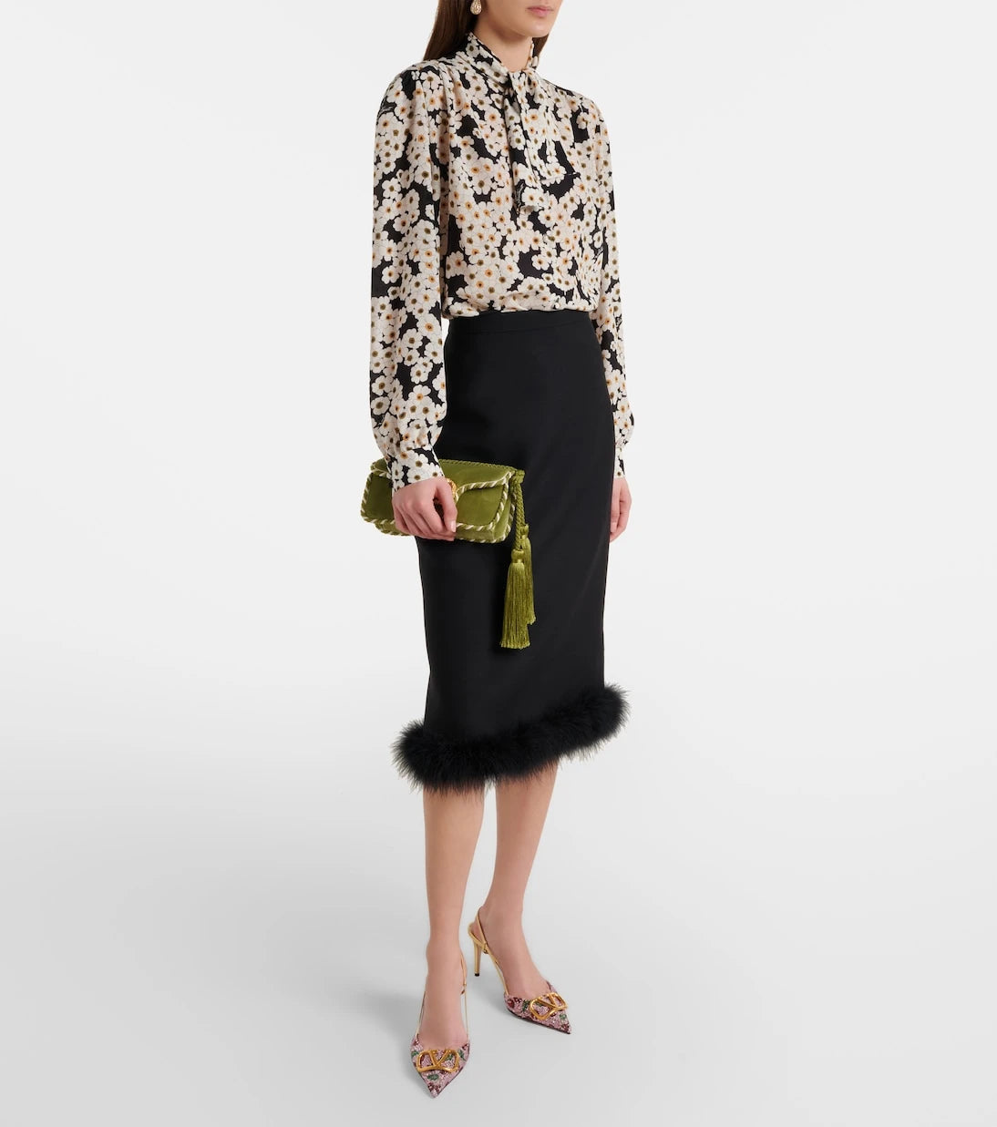 Valentino Garavani - VLogo 80 embellished leather slingback pumps