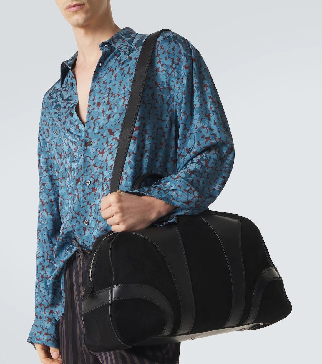 Dries Van Noten - Leather-trimmed suede duffel bag