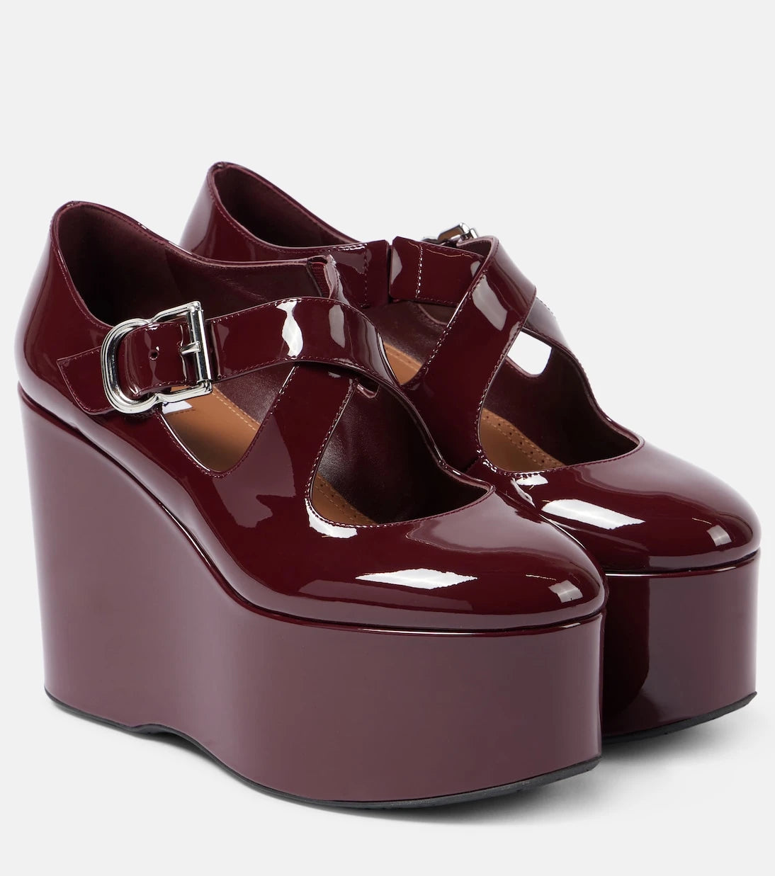 Alaïa - Criss Cross patent leather wedges