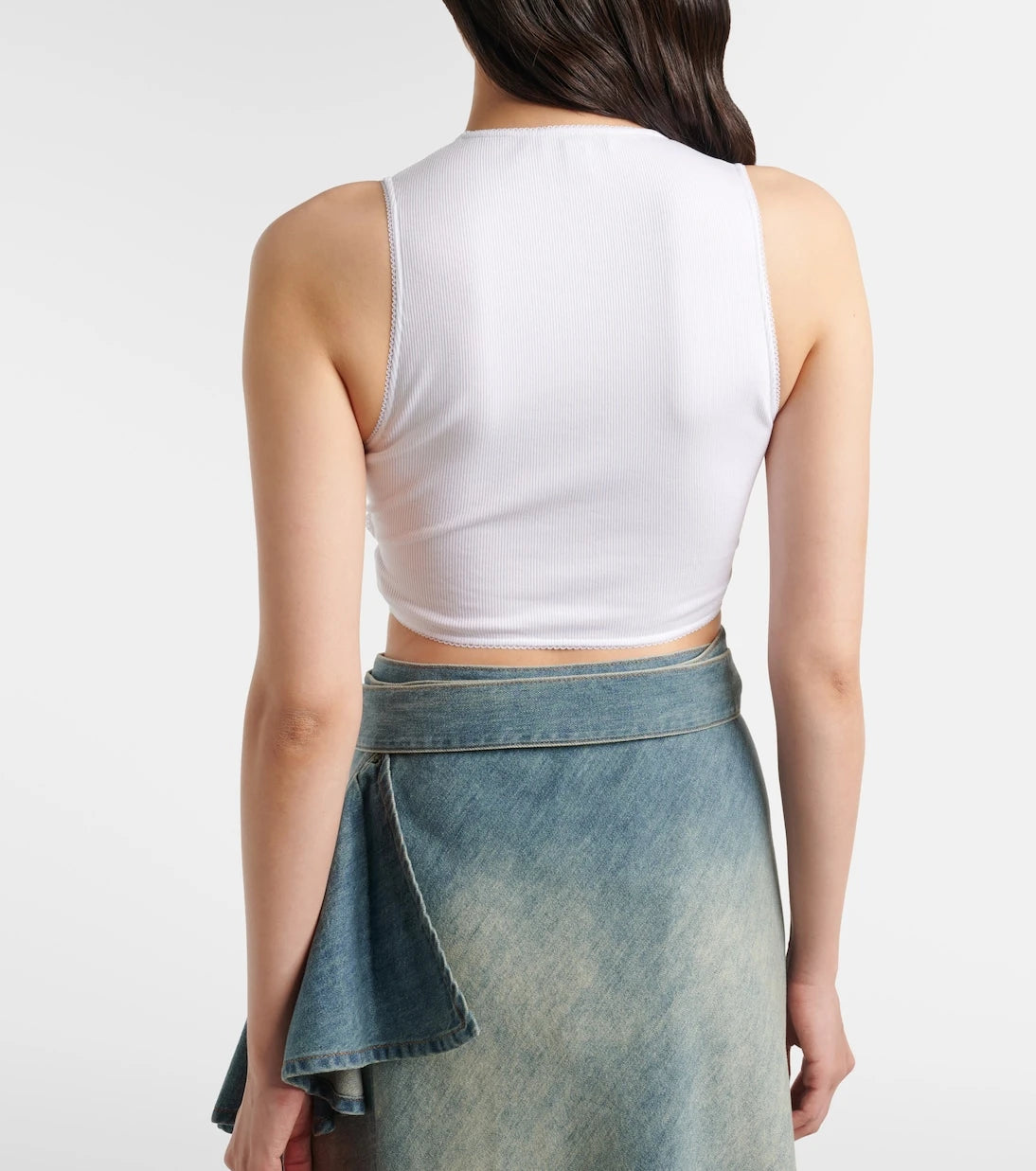 Alaïa - Ribbed-knit jersey crop top