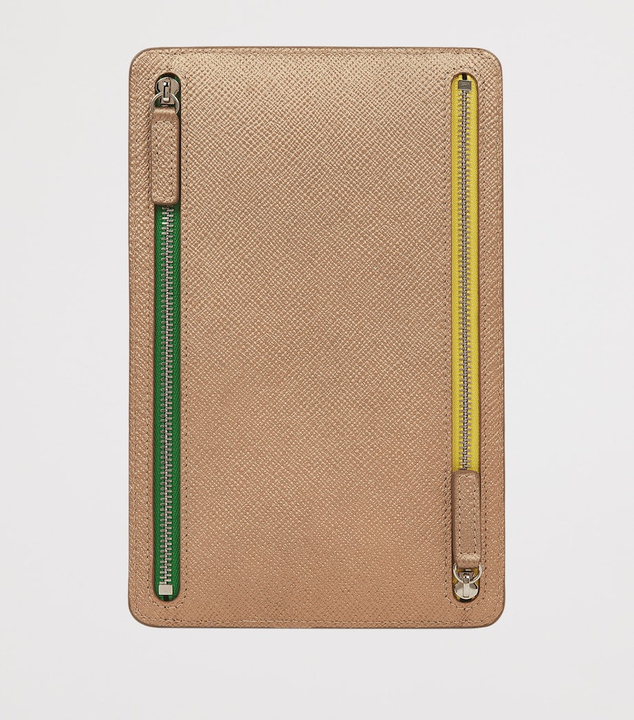 Metallic Panama Leather Multi-Zip Wallet