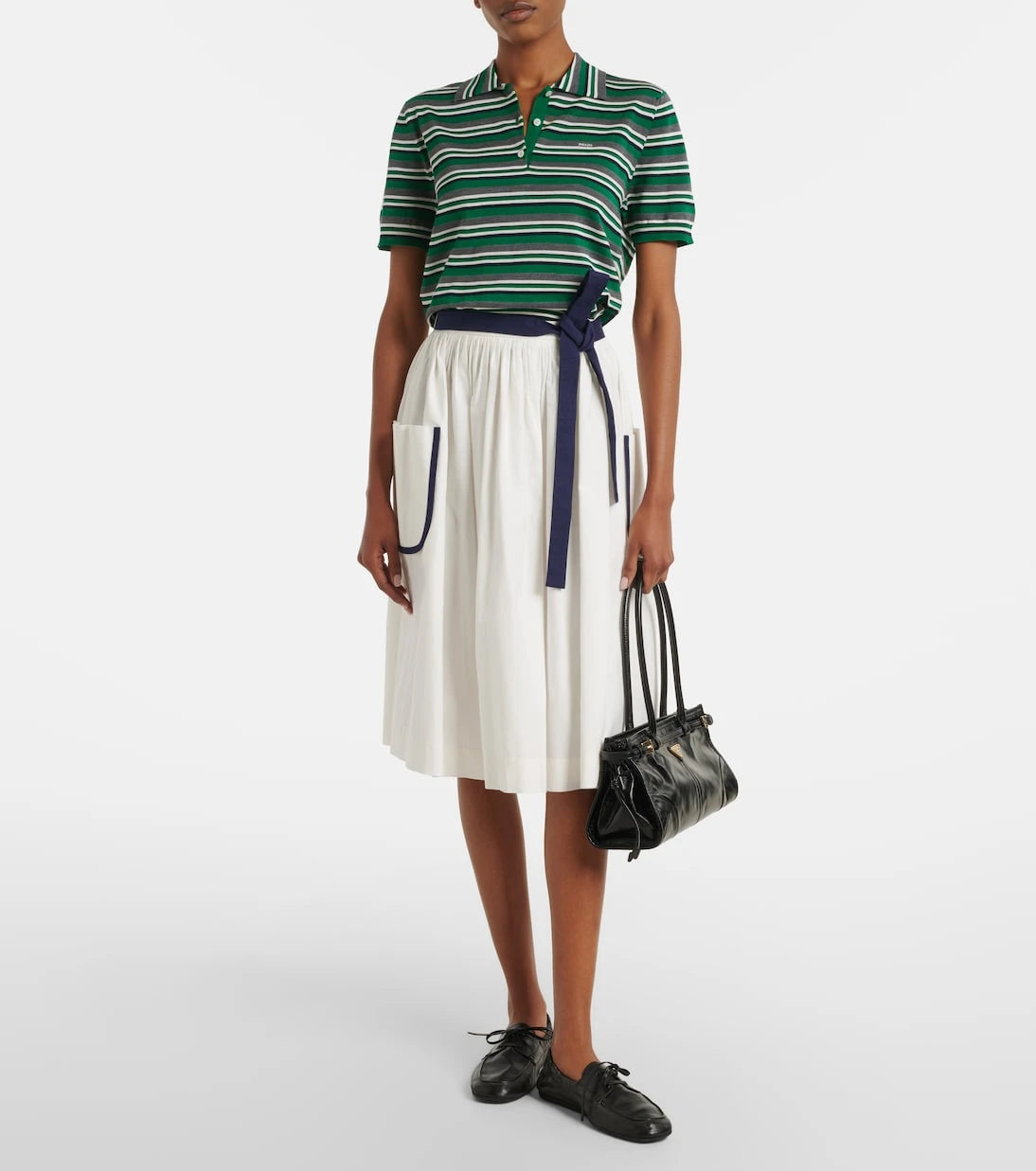 Prada - Striped cotton and silk polo shirt