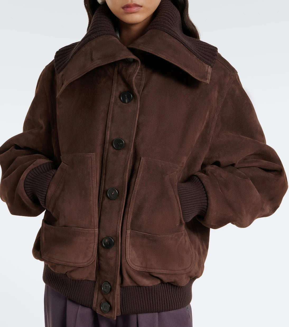 The Attico - Oversized suede bomber jacket