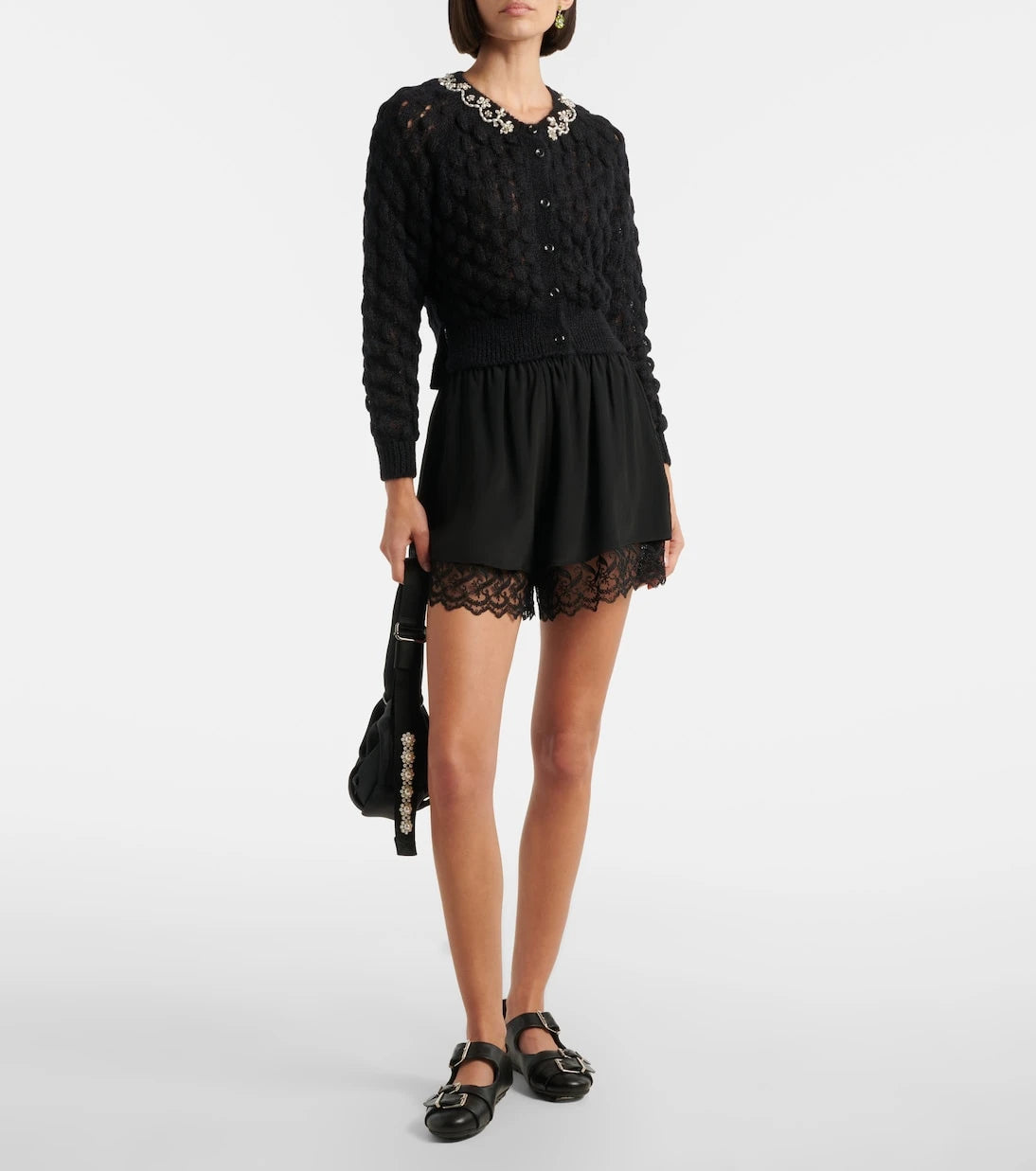 Simone Rocha - Lace-trimmed satin shorts