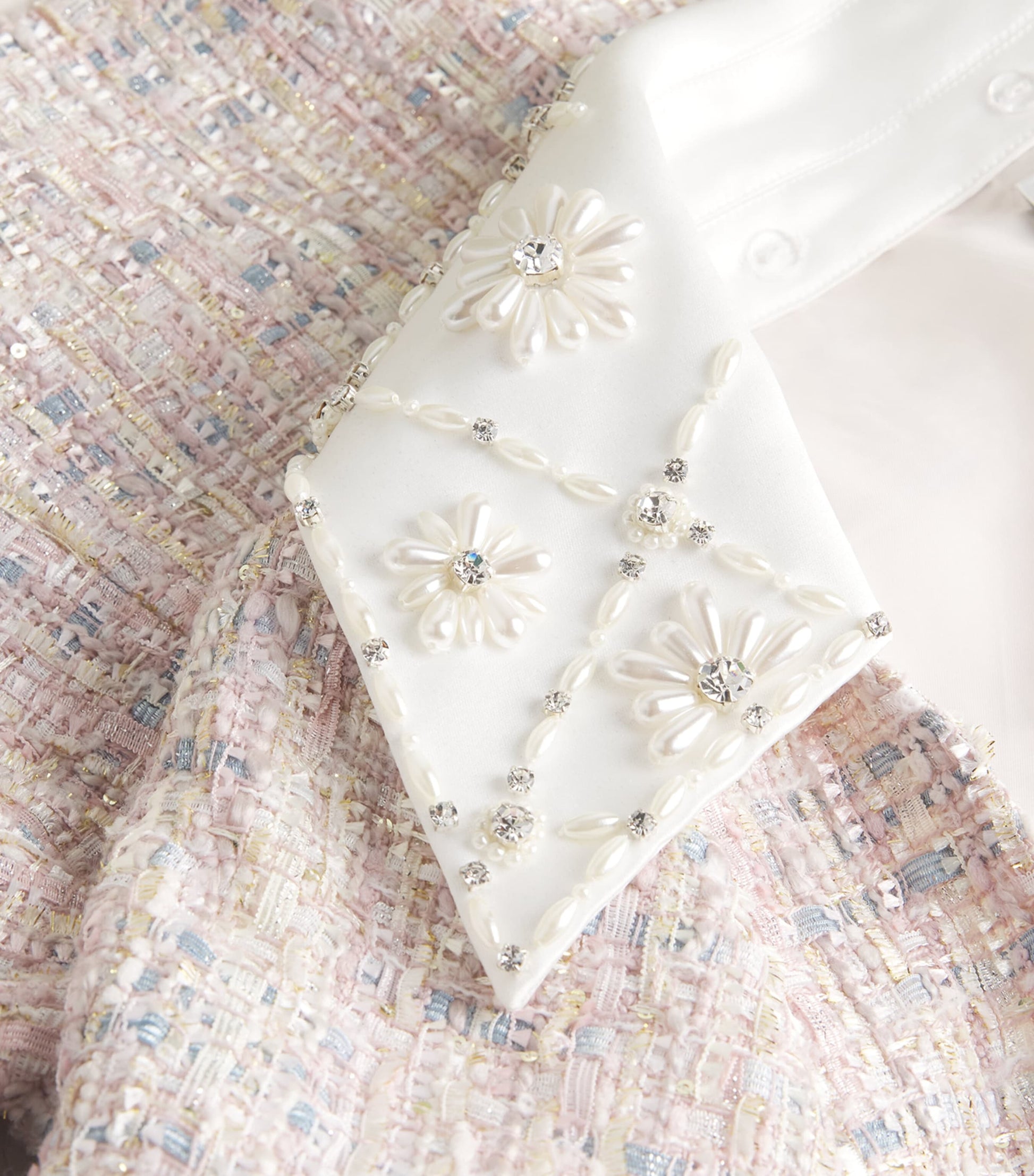 Pink Tweed Embellished Goldie Jacket