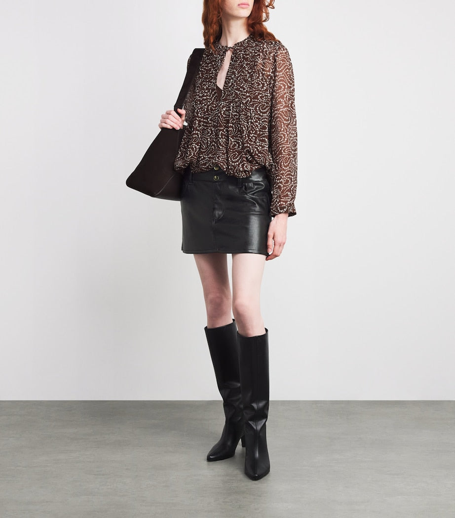 Alice+Olivia Black Faux Leather Laika Mini Skirt