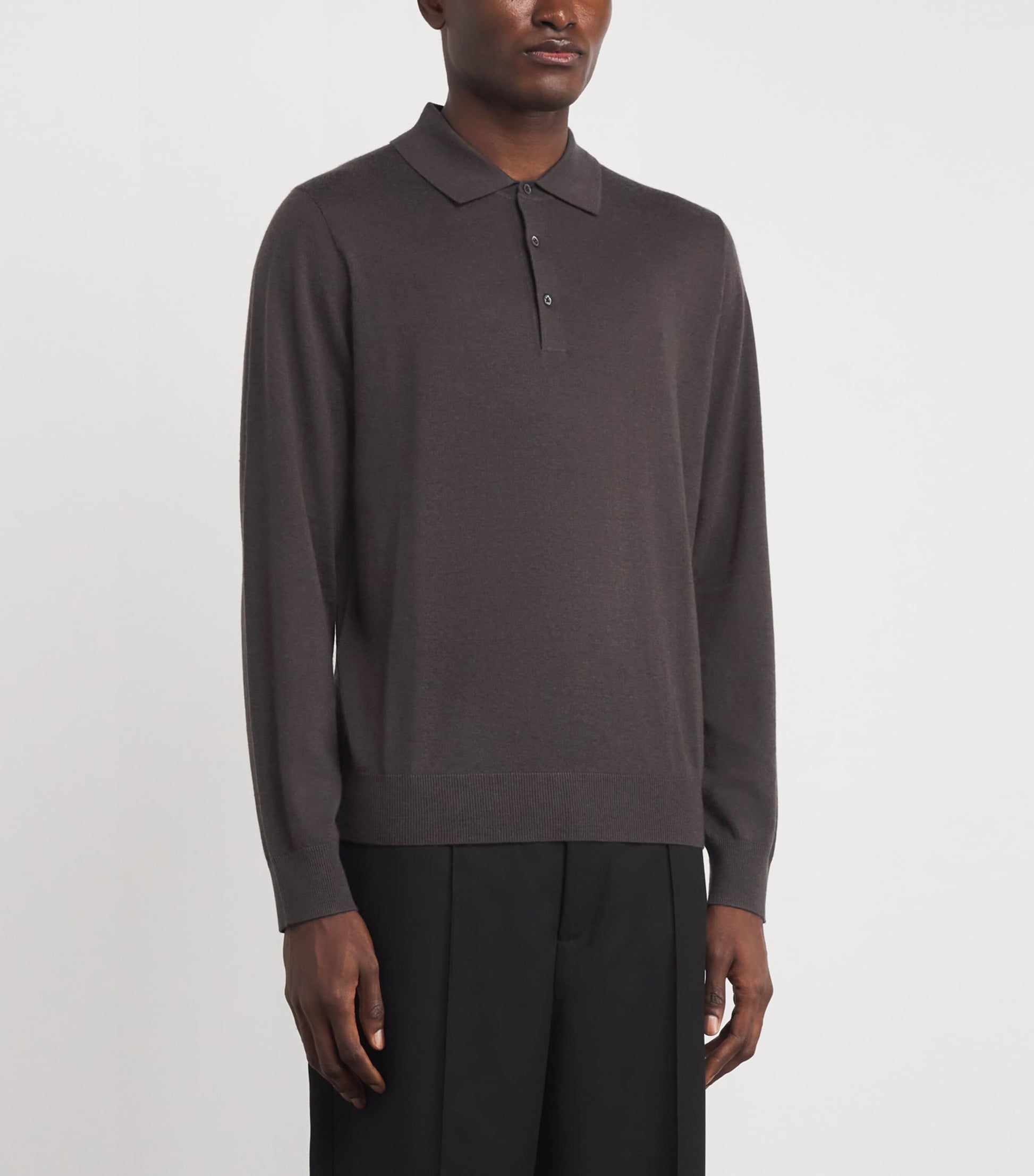 Corneliani Brown Cashmere-Silk Polo Sweater