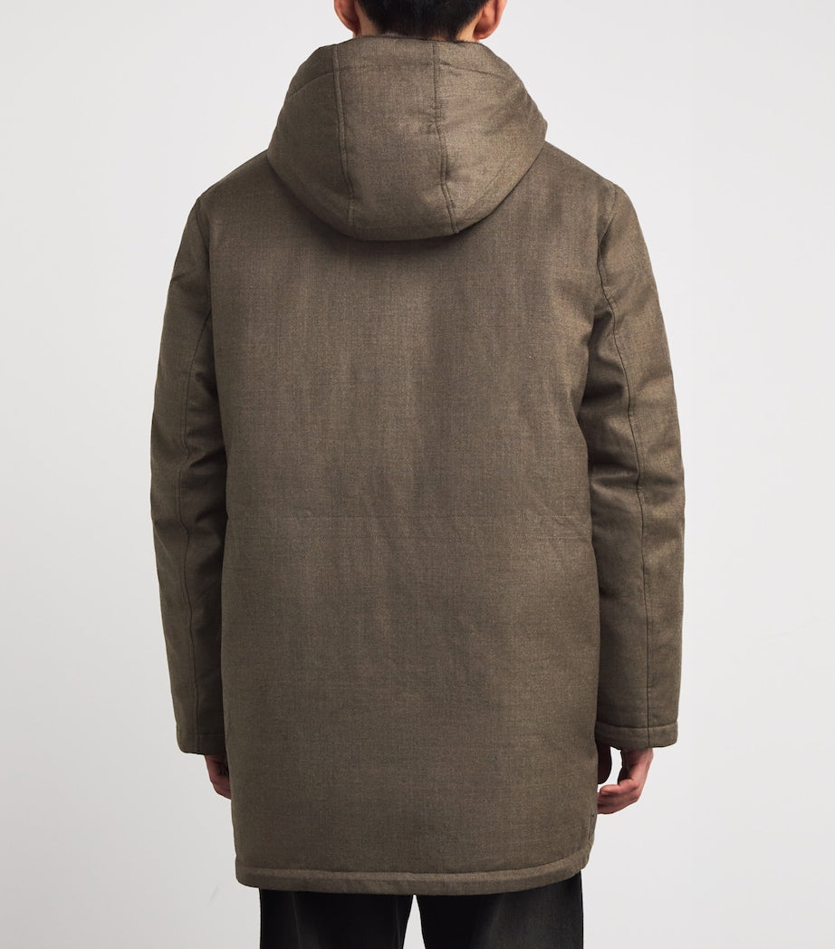 Yves Salomon Brown Wool-Silk Down Mink-Trim Parka