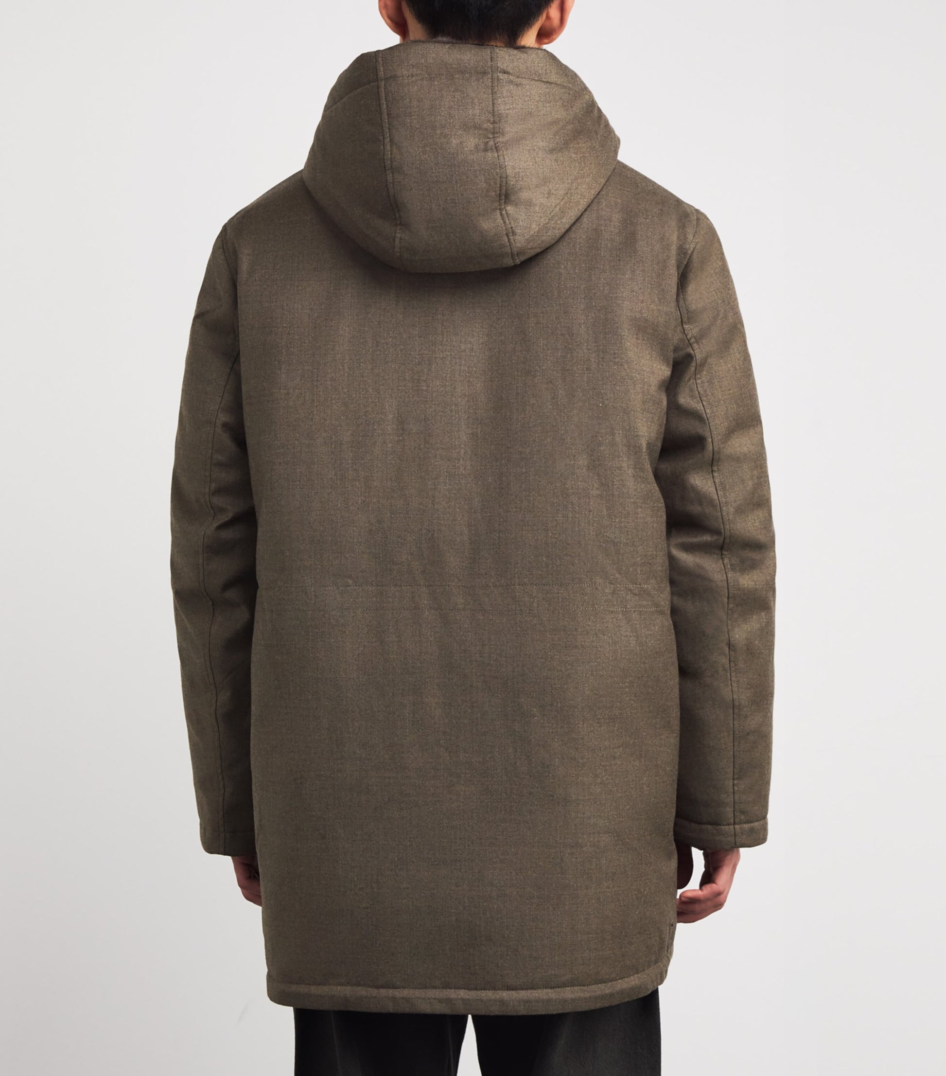 Yves Salomon Brown Wool-Silk Down Mink-Trim Parka