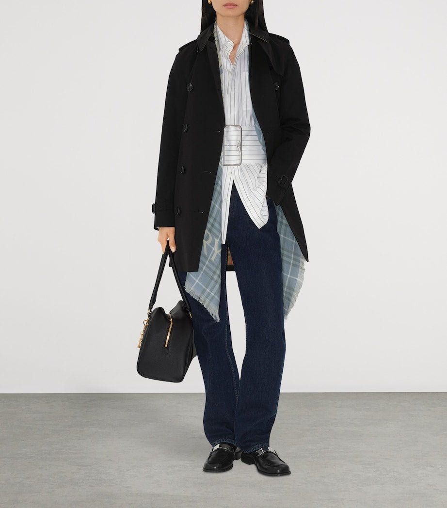 Burberry Black Cotton Short Kensington Heritage Trench Coat