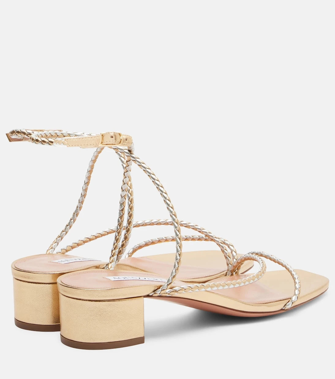 Aquazzura - Luca braided metallic leather sandals