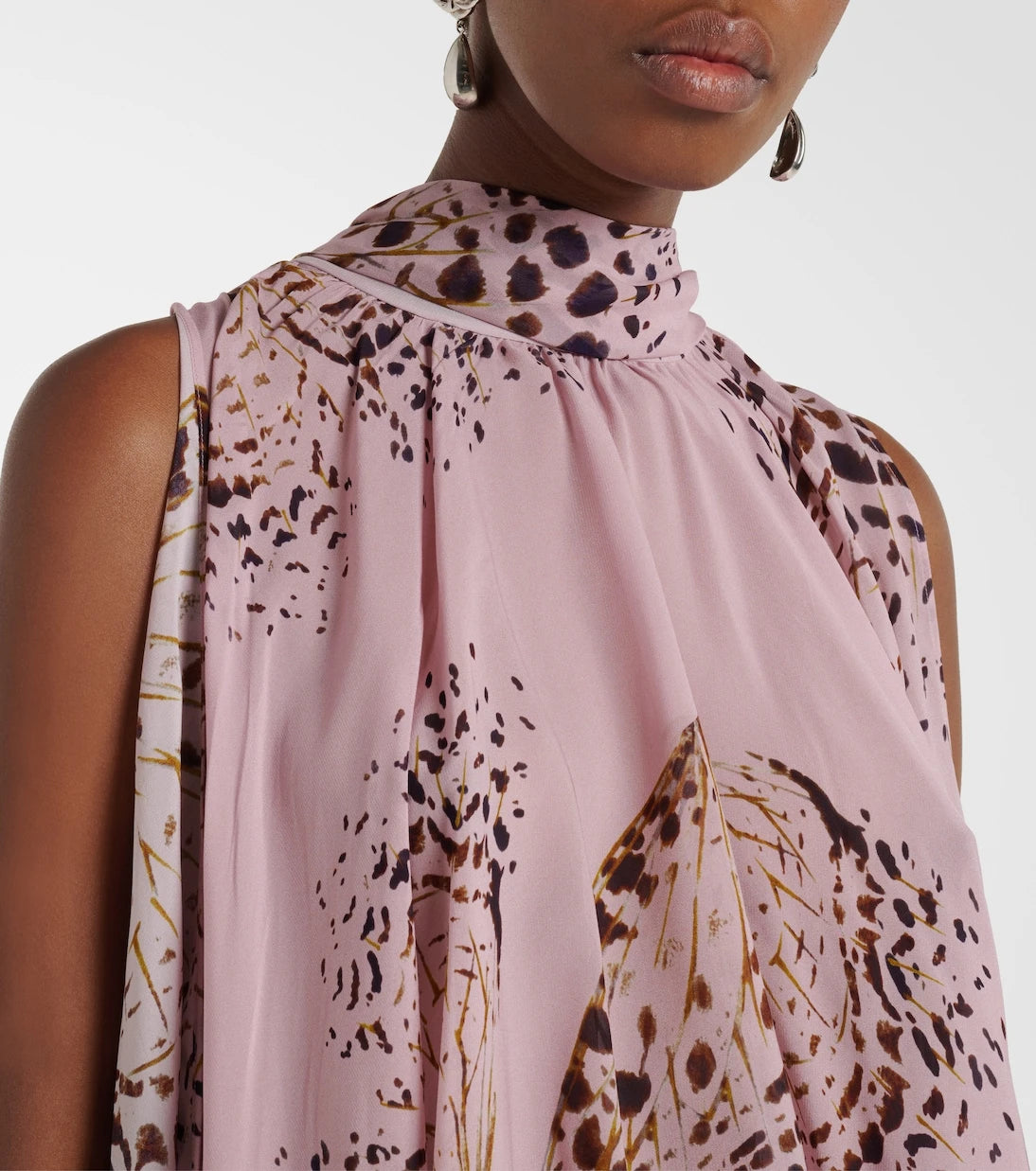 Blumarine - Printed asymmetric georgette blouse