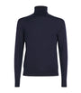 Isaia Blue Wool-Silk-Cashmere Rollneck Sweater