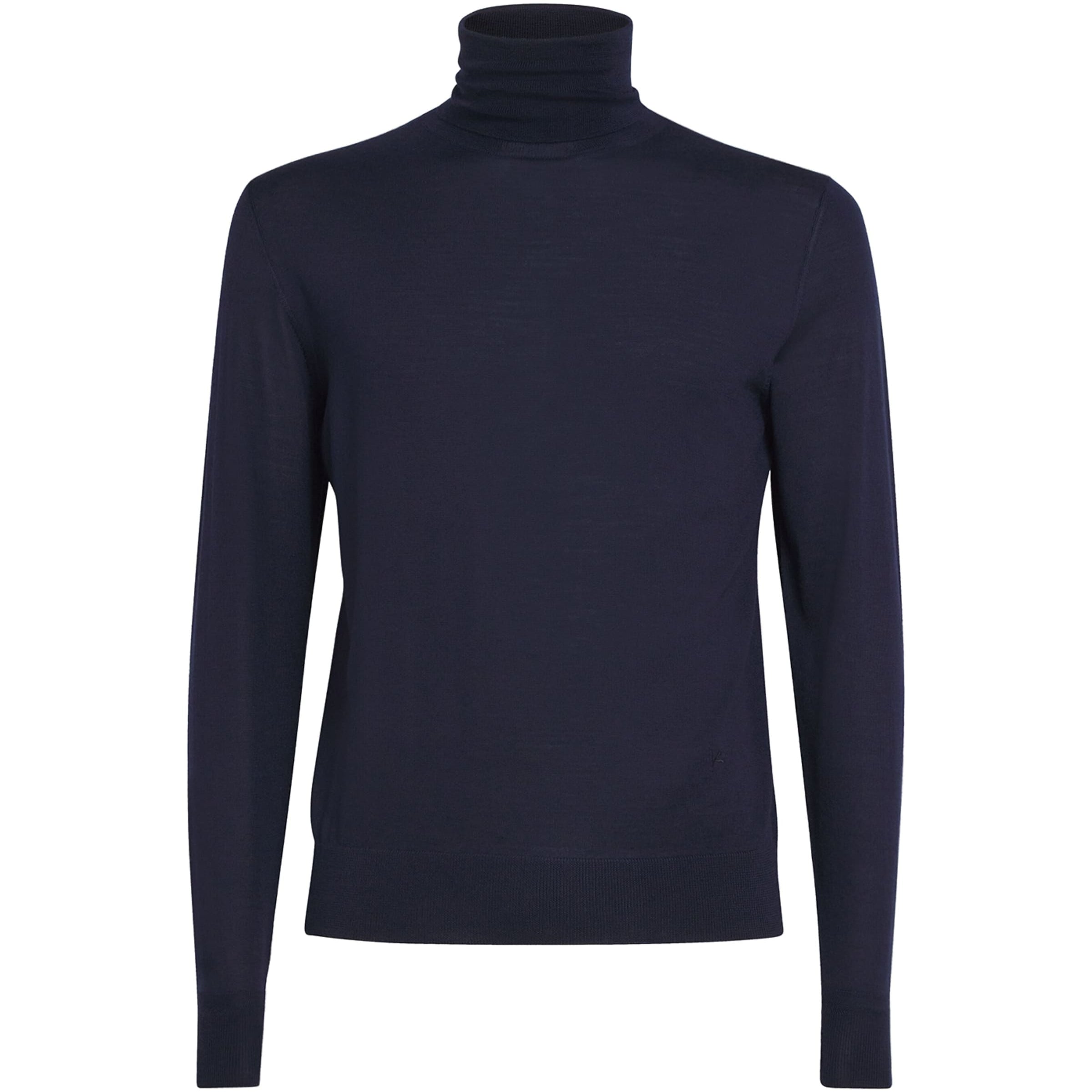 Isaia Blue Wool-Silk-Cashmere Rollneck Sweater