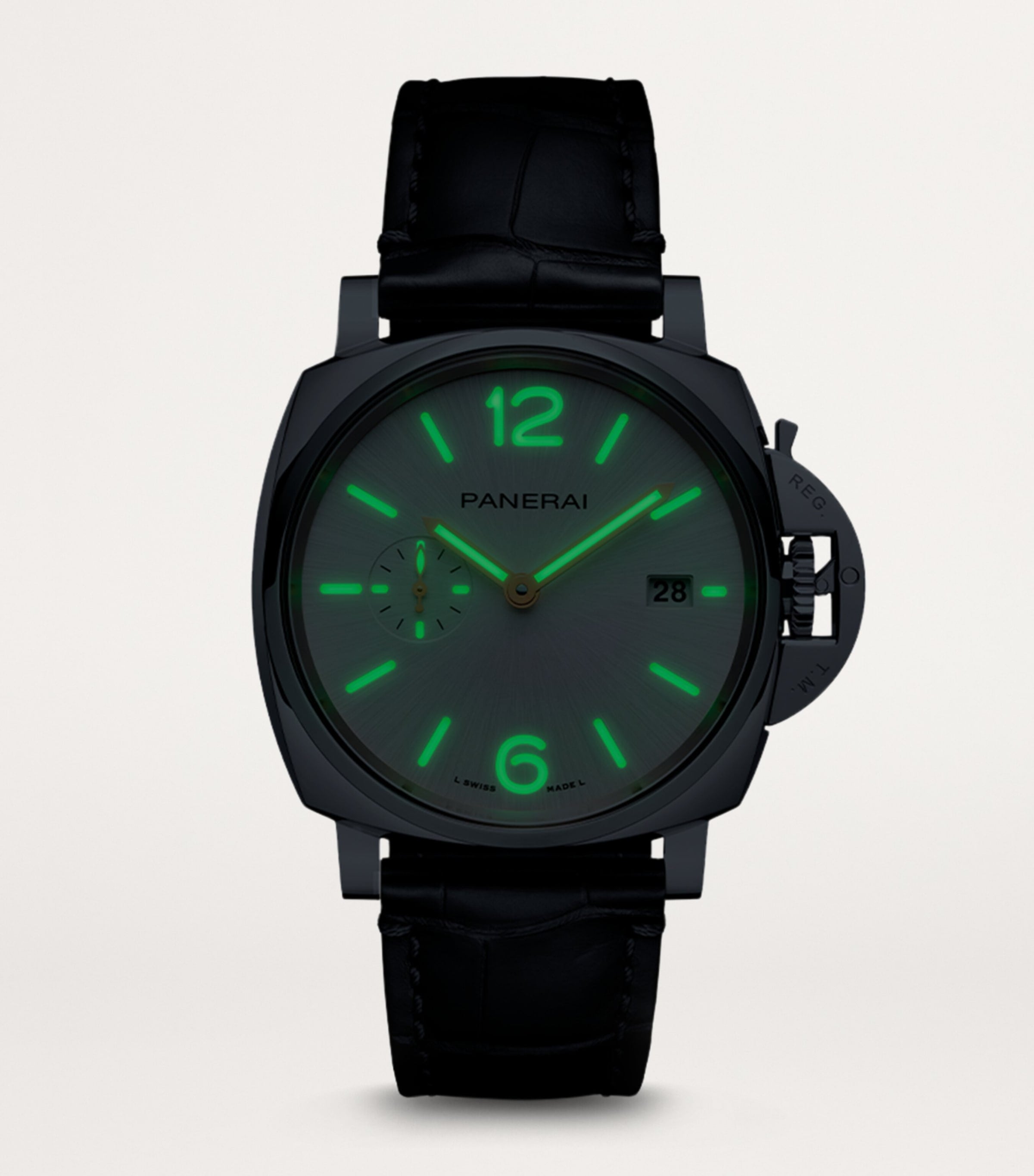 Panerai Stainless Steel and Alligator Luminor Due Watch 42mm
