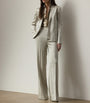 Ivory Satin Wide-Leg Trousers