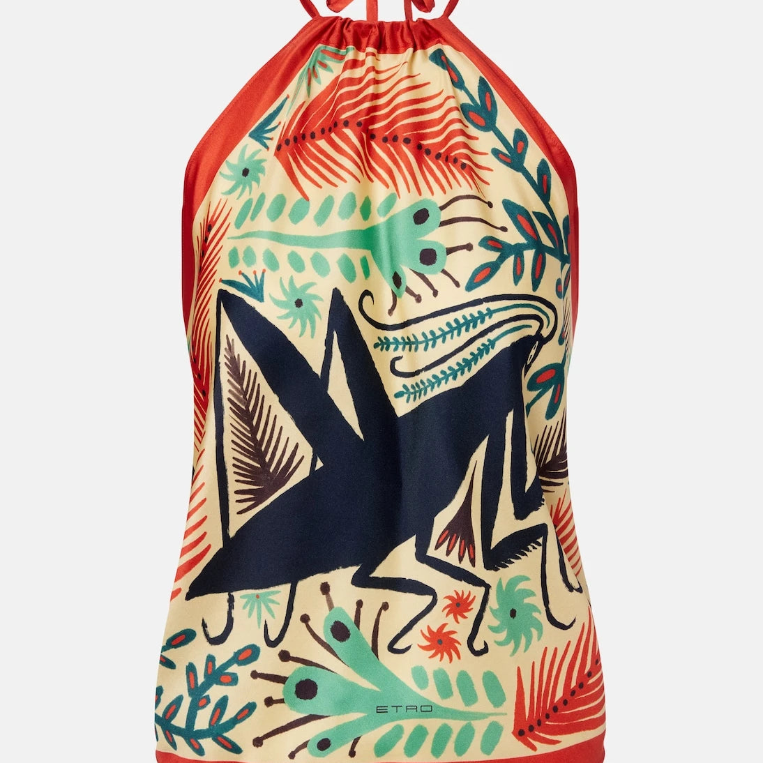 Etro - Printed halterneck silk top