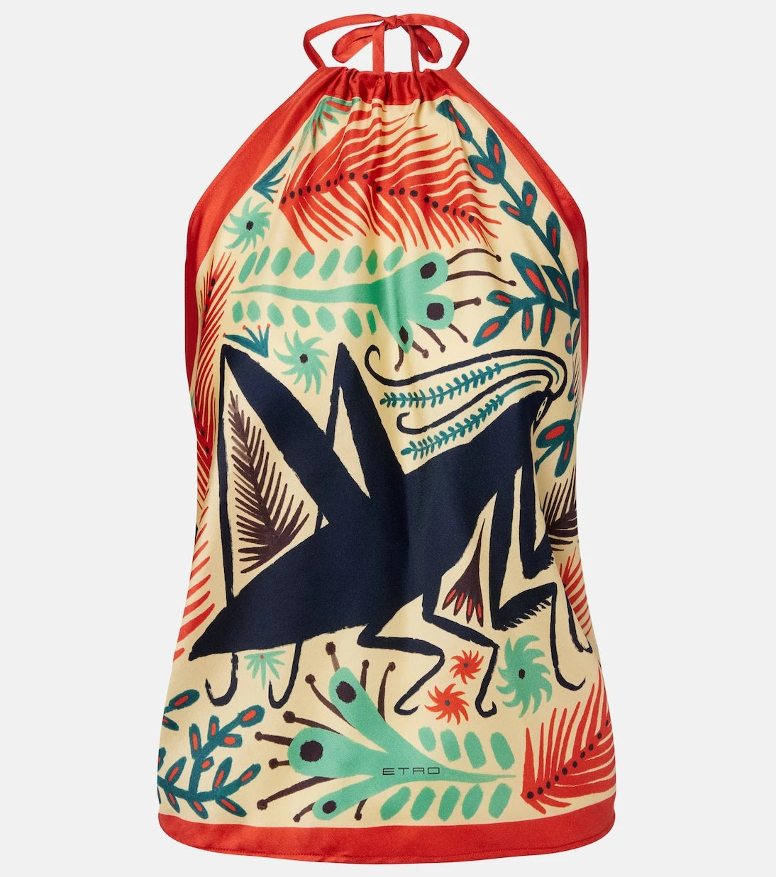 Etro - Printed halterneck silk top