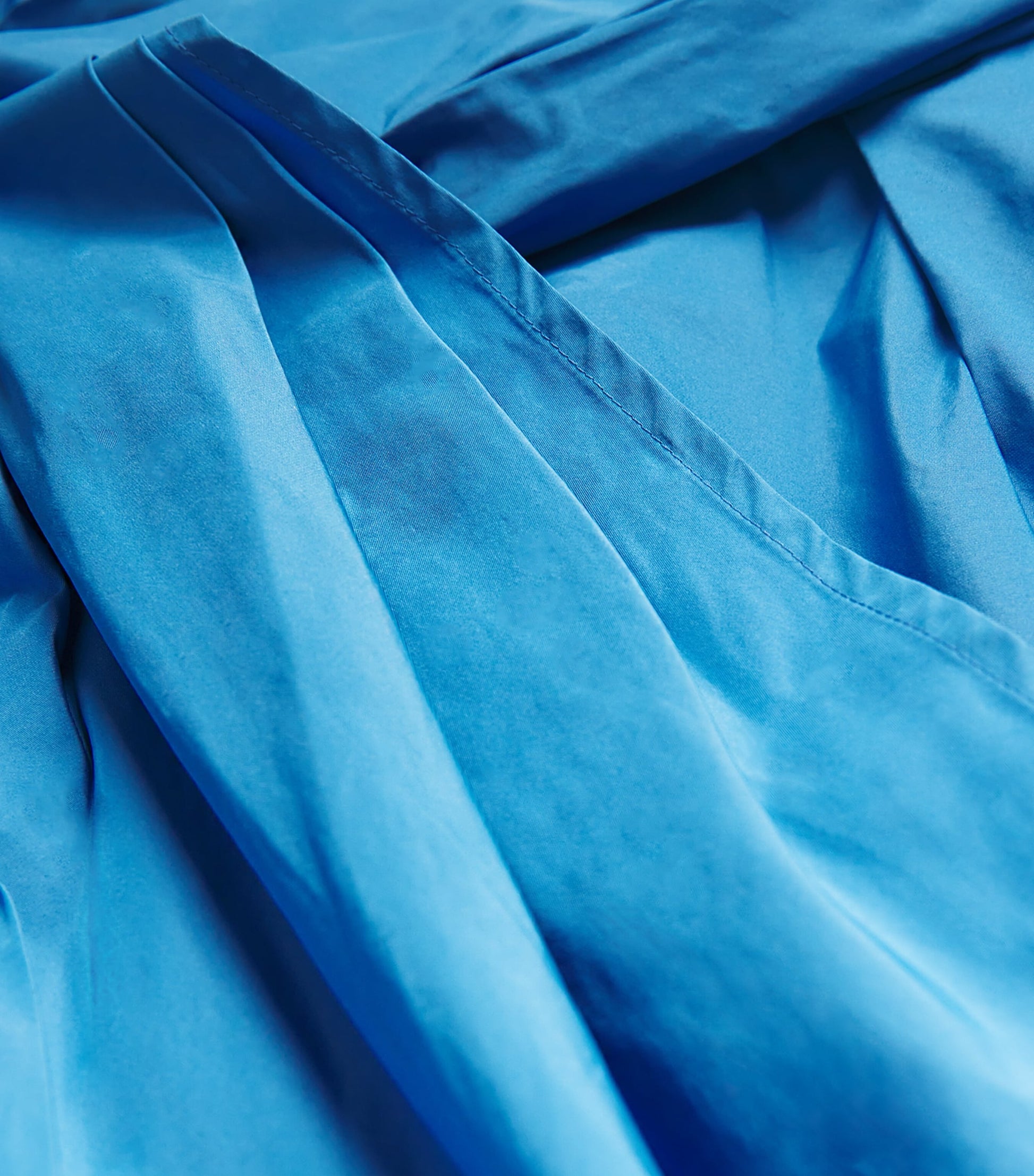 Blue Taffeta Off-The-Shoulder Gown