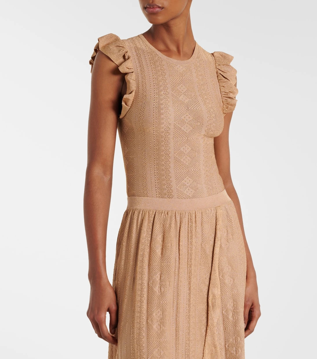 Zimmermann - Aster ruffled pointelle lamé top