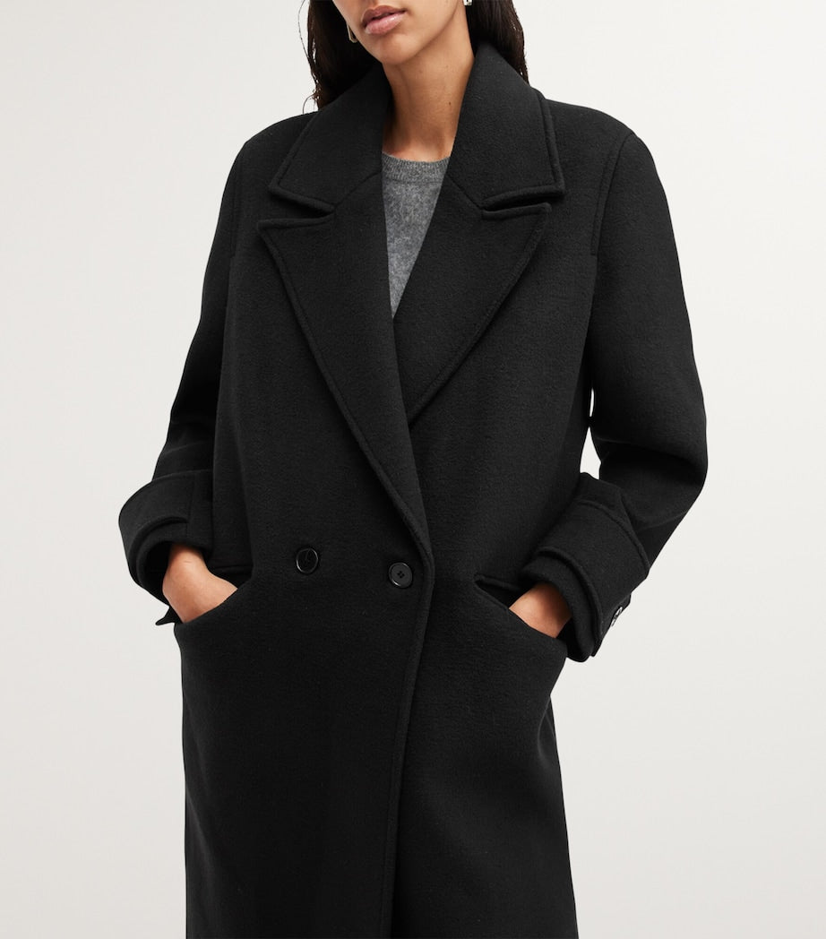 AllSaints Black Double-Breasted Mabel Coat