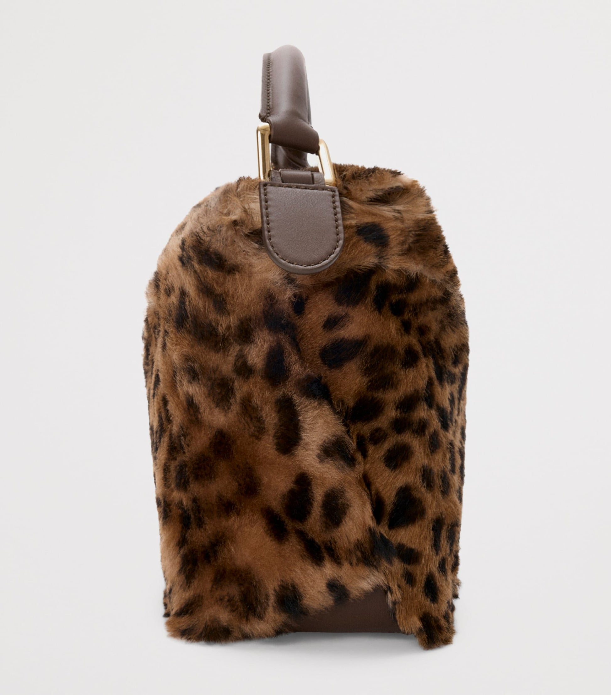 Small Shearling Puzzle Edge Top-Handle Bag