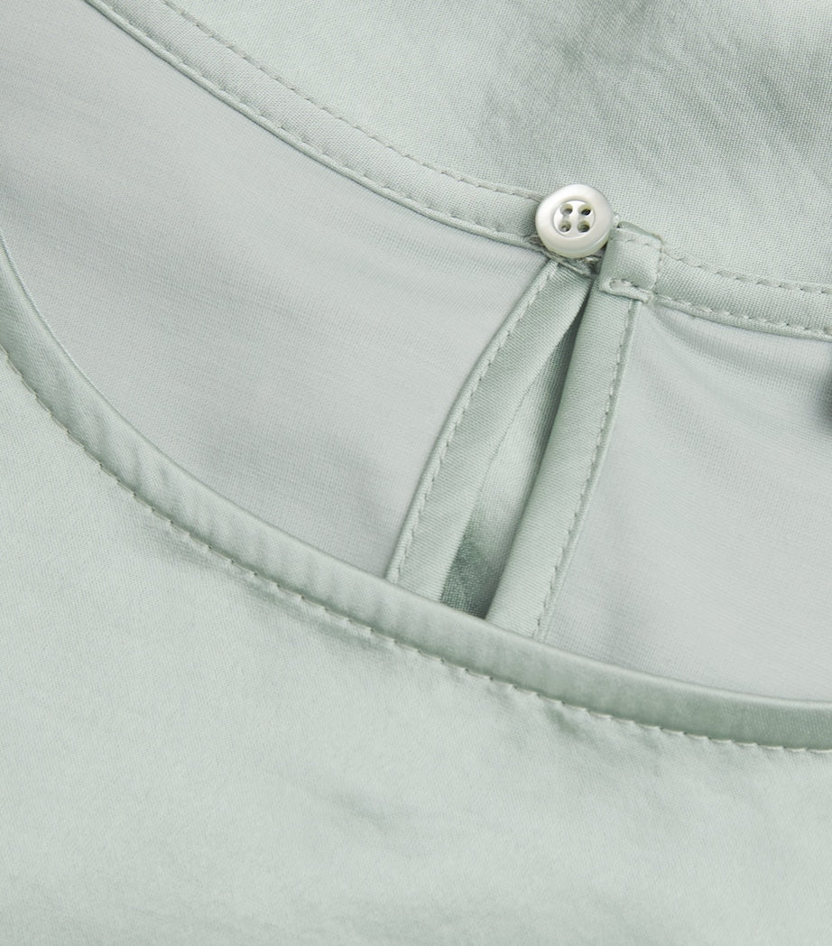 Green Satin-Front T-Shirt