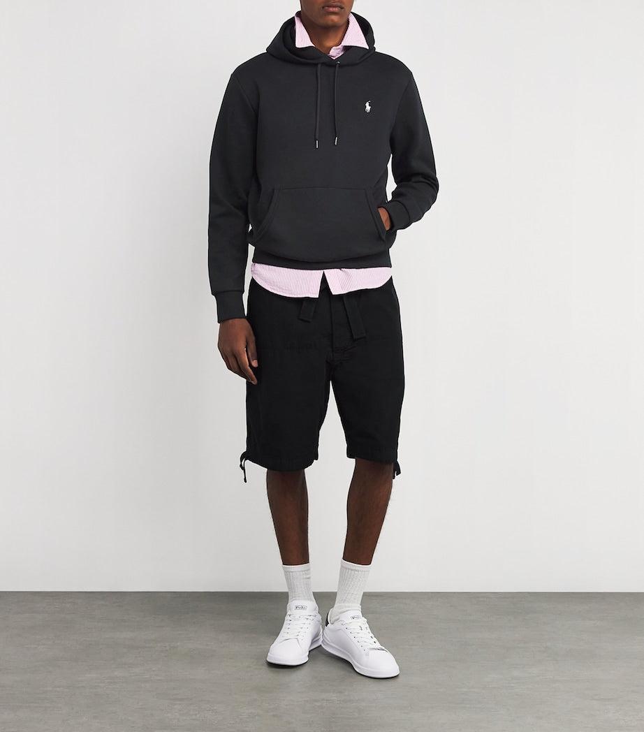 Black Cotton Polo Pony Hoodie