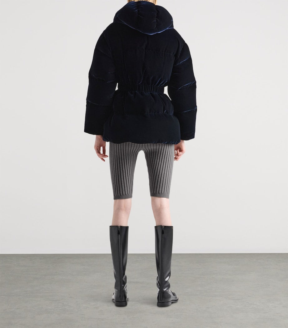 Prada Blue Velvet Down Jacket
