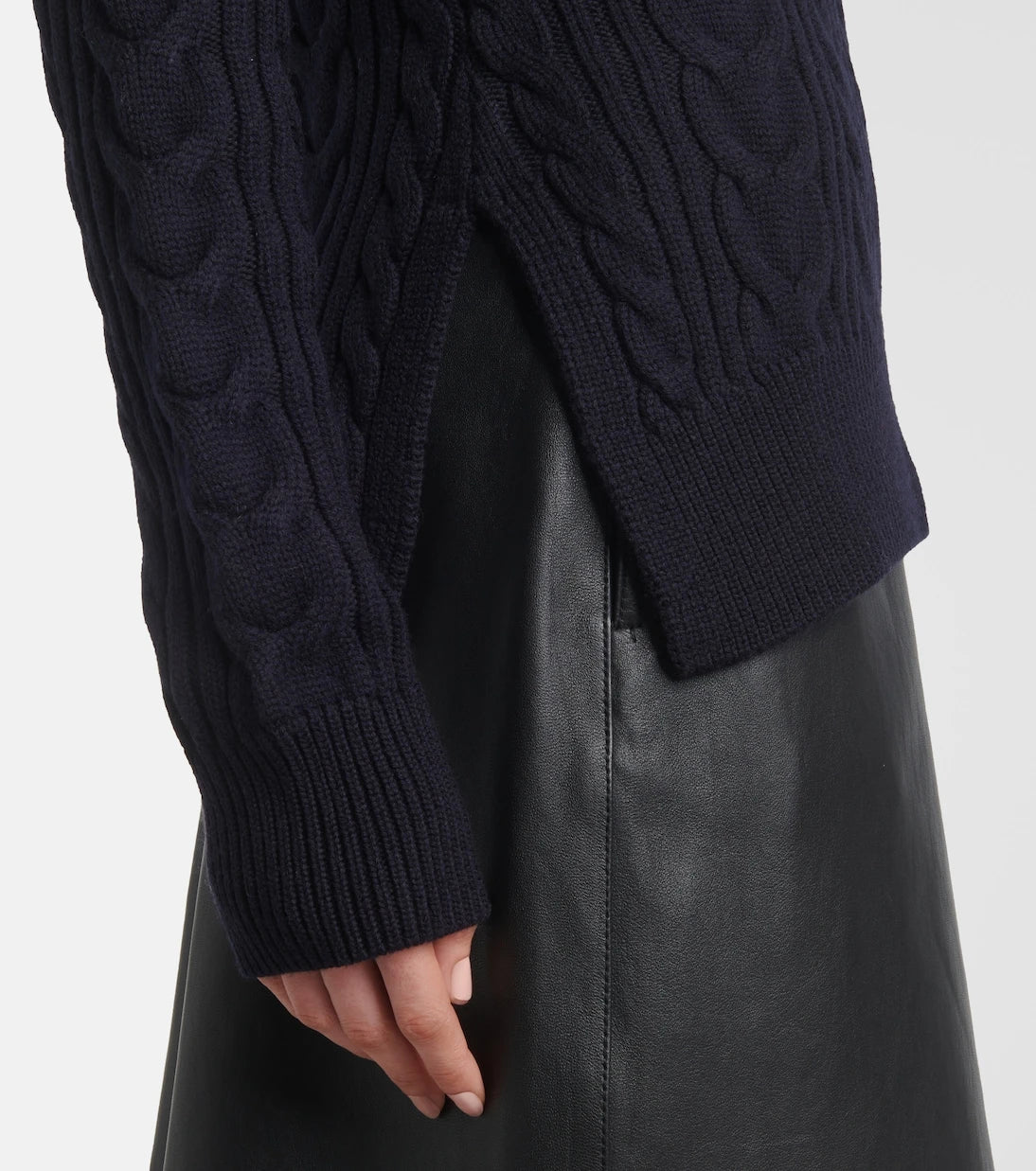 Toteme - Cable-knit wool and cotton turtleneck sweater