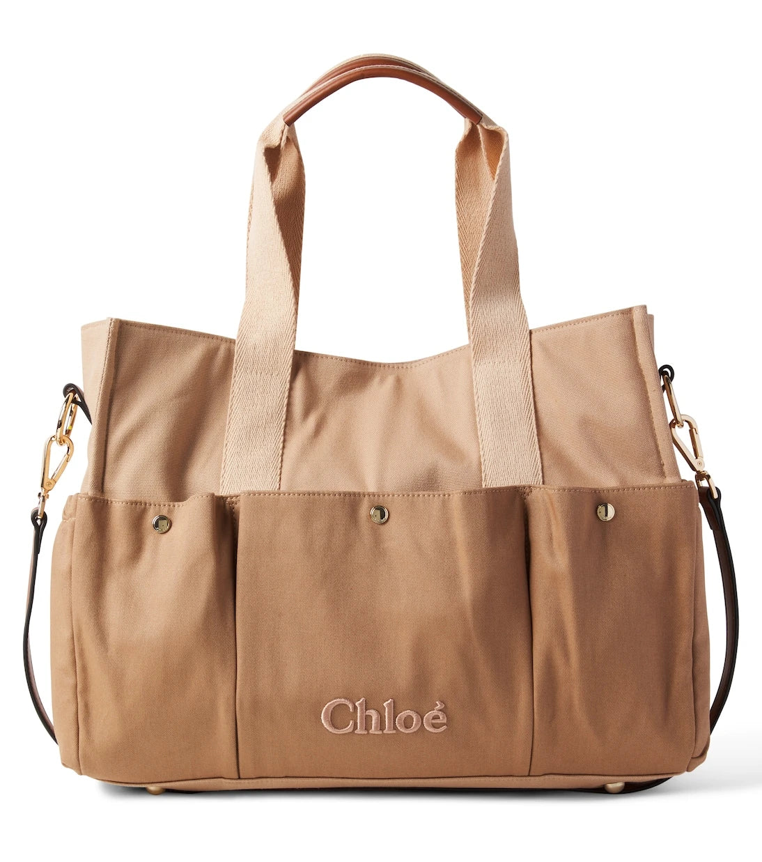 Chloé Kids - حقيبة تغيير حفاضات قطنية بشعار الماركة