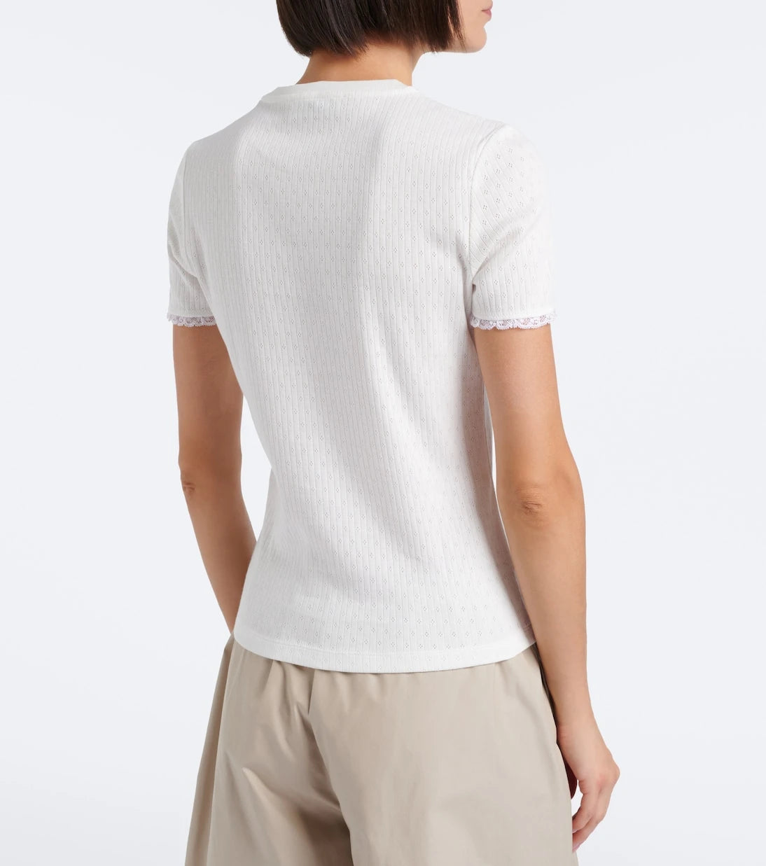 Miu Miu - Pointelle cotton T-shirt
