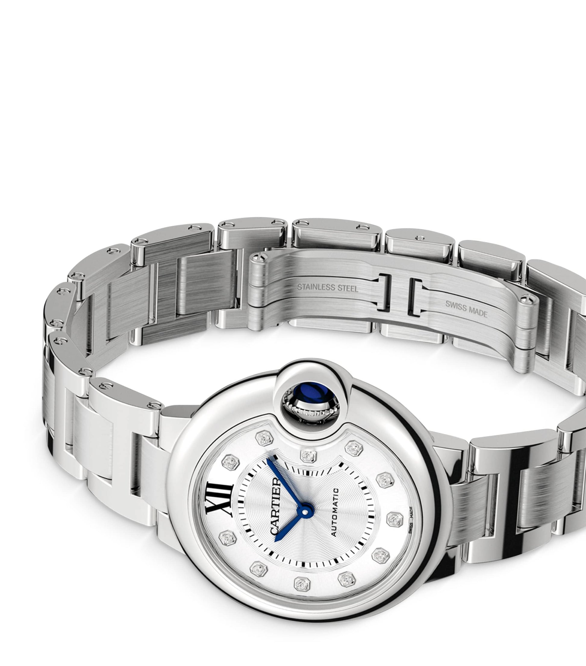 Stainless Steel and Diamond Ballon Bleu de Cartier Watch 33mm