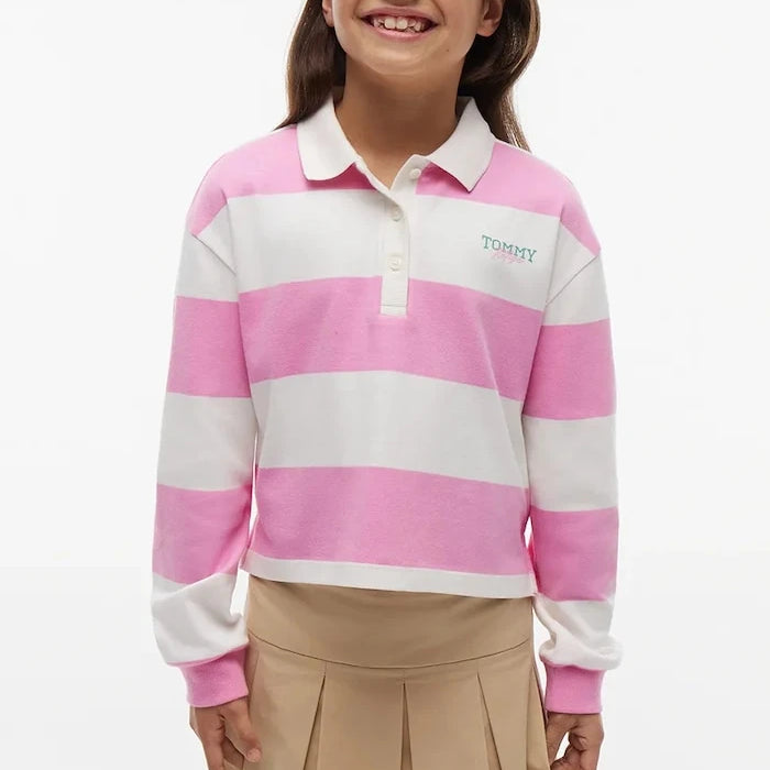 Tommy Hilfiger çocuklar için pamuklu uzun kollu bluz