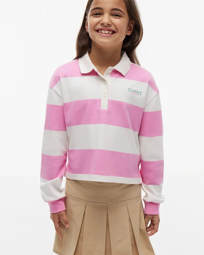 Tommy Hilfiger çocuklar için pamuklu uzun kollu bluz