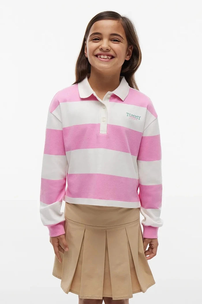Tommy Hilfiger çocuklar için pamuklu uzun kollu bluz