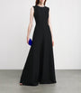 Roland Mouret Black Wool-Silk Embellished Gown