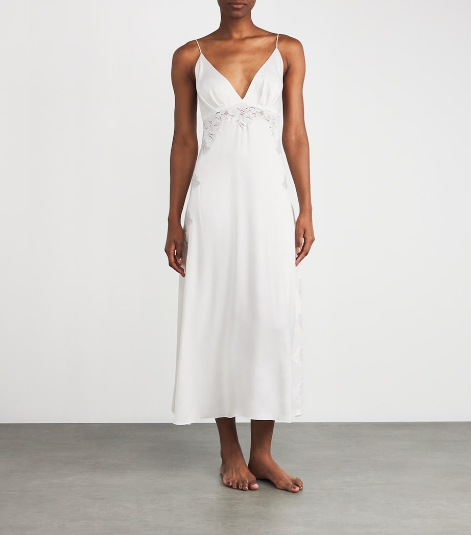 Bocan White Lace-Trim Slip Dress
