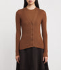 Johnstons Of Elgin Brown Superfine Cashmere V-Neck Cardigan