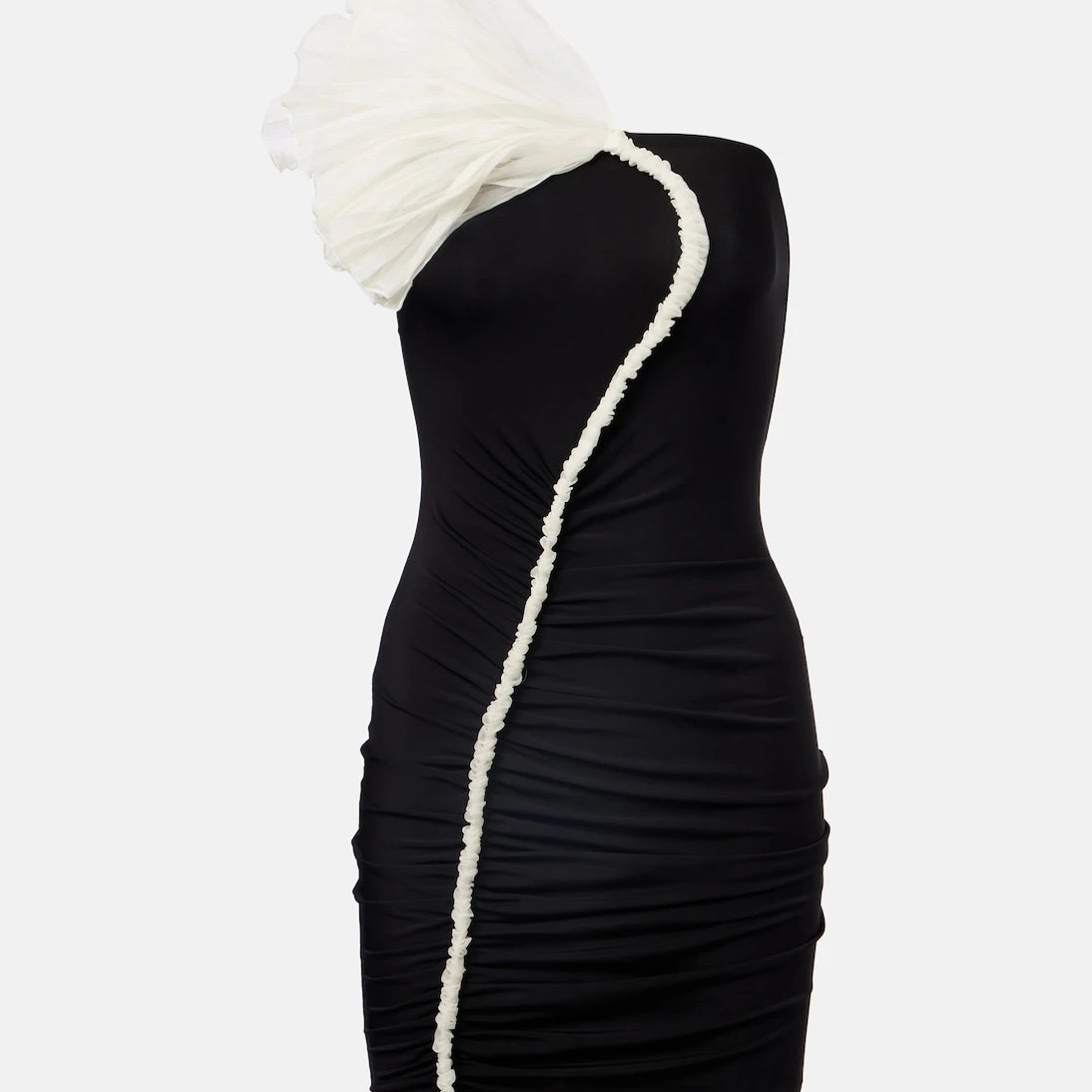 Nensi Dojaka - Floral-appliqué asymmetric minidress