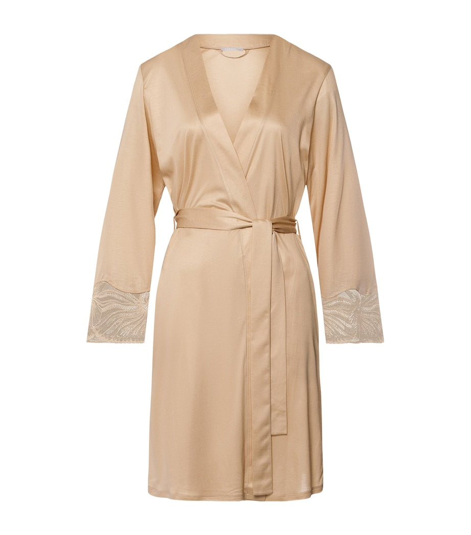 Hanro Beige Lace -Trim Lilith Robe