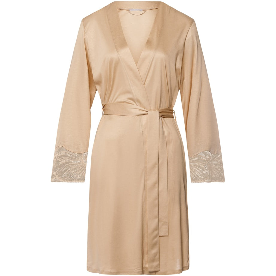 Hanro Beige Lace -Trim Lilith Robe